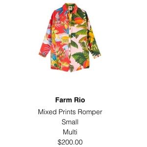 Farm Rio red tropical romper sz Small